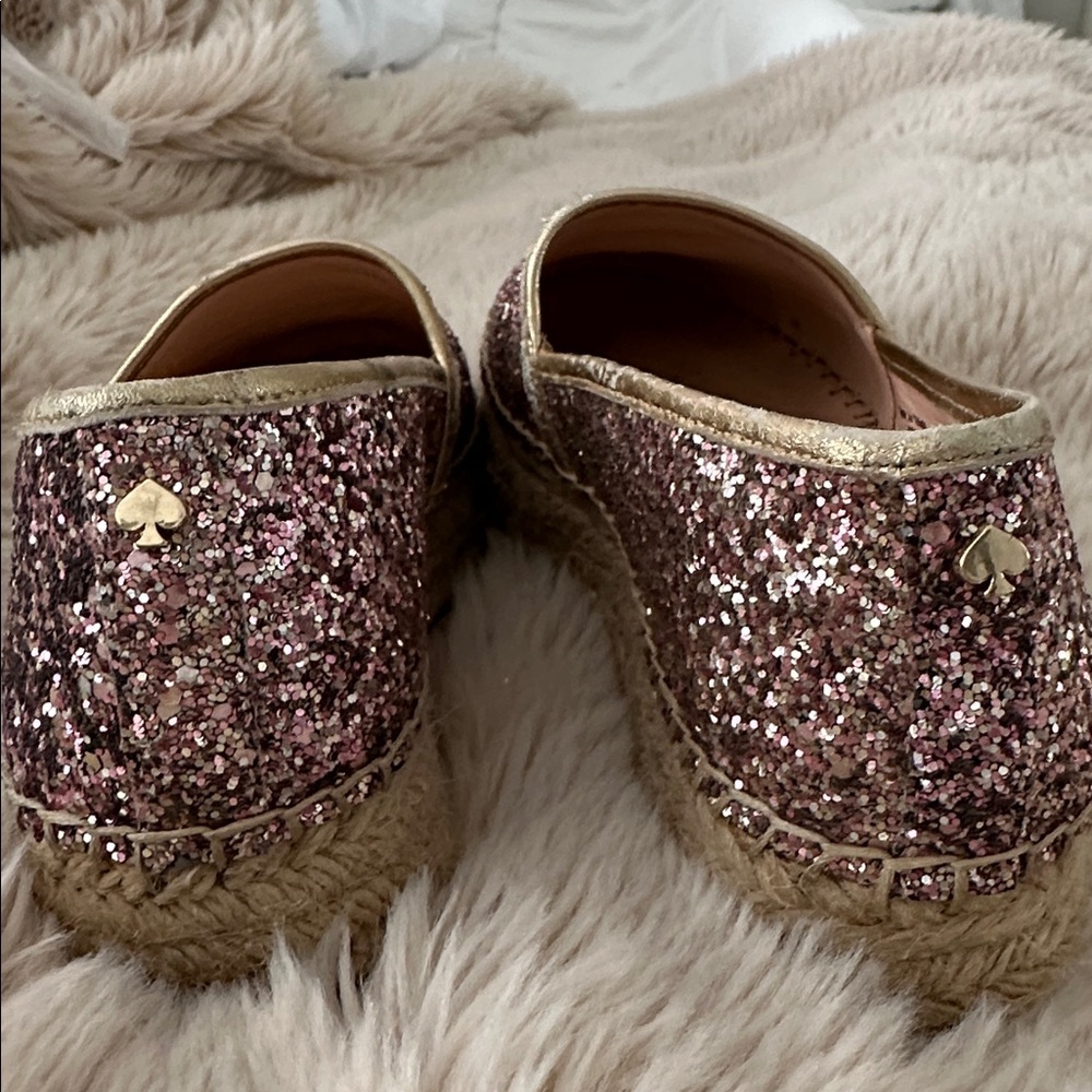 Kate Spade pink glitter platform espadrilles with gold detail - women’s size 6 - Picture 8 of 9